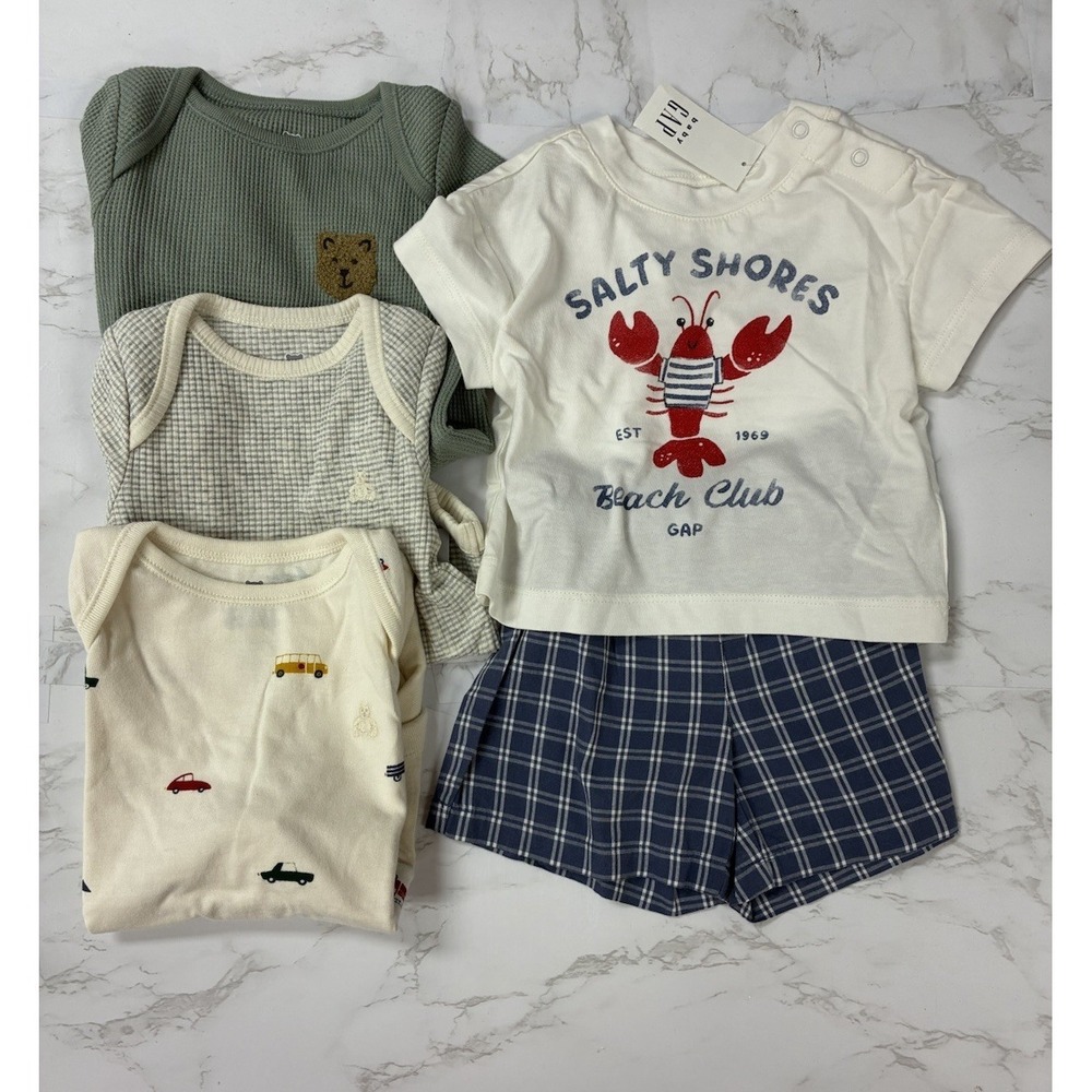 4x Baby Gap 3-6 Months Boy Bundle NWT - Lobster Outfit, 2 Bear And Car Outfit